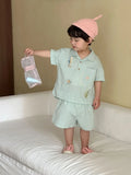 MQTIME  -  Summer New Children Short Sleeve Clothes Set Boys Girls Cartoon Embroidery Shirts + Shorts 2pcs Suit Kids Casual Outfits