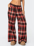 MQTIME  -  Women's Elastic Waist Baggy Pants Spring Summer Striped/Plaids/Letter Heart Print Wide Leg Lounge Bottoms Casual Trousers