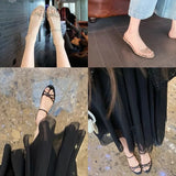 MQTIME  -  New Women's Sandals Elegant French Style Low Heel Sandals for Woman Fashion Vacation Casual Shoes Designer Shoes Sandalias Mujer