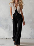 MQTIME  -  Retro Jumpsuit Women Sexy Slim Fit Stripe Print Short Sleeve Deep V-Neck Versatile Casual Wear Summer Fashion Pants