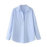 MQTIME  -  Spring Summer New Blouses Long Striped Shirt Women Long Sleeve Casual Shirts Large Tops Female Plain Button Up Shirts