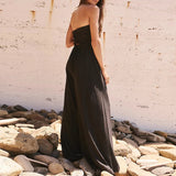 MQTIME  -  Sexy Tube Top High Waist Pocket Jumpsuits Elegant Lady Summer Sleeveless Playsuits Overalls High Street Commute Wide Leg Rompers