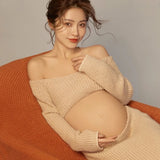 MQTIME  -  Studio New ArrivalsPregnant Women Photography Costume Props Knit Top Casual Sexy Home Style  Maternity Dresses for Photo Shoot