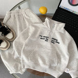 MQTIME  -  Boys' Suit Autumn and Winter New Children's Wear Korean Style Boys and Girls Handsome Letter Sports Hoodie Two-piece Set