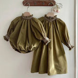  MQTIME  -  New Autumn 0-3Yrs Kids Princess Dresses Long Sleeved Solid Color Corduroy Toddler Baby Bodysuits Newborn Baby Girls Dress