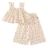 MQTIME  -  2Piece Sets Summer Toddler Girl Clothes Korean Cute Dot Sleeveless Cotton Baby Tops+Loose Pants Boutique Kids Clothing BC1759