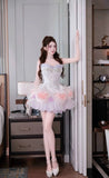 MQTIME  -  Light Blue Handmade Sweetheart Short Prom Dress Sparkly Rhinestone Appliques Homecoming Gown Princess Puffy Birthday Party Dress