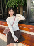 Mqtime -  Spliced Long Sleeve Base Shirt for Women Autumn and Winter New Korean Design Sense Slimming Inside a T-shirt