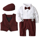 MQTIME  -  Baby Boys Suit Outfits Sets Newborn Boy Christening Romper Clothing Set Infant Wedding Party Jumpsuit Toddler Formal Long Sleeve