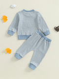 MQTIME  -  Cute Toddler Boy Autumn Apparel Set with Adorable Animal Embroidery Striped Pullover and Elastic Waist Pants - 2 Piece Outfit