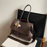 MQTIME  -  Crocodile Pattern Women Shoulder Messenger Bag Large Capacity Retro Flap Tote For Female Casual Pu Leather Commute Handbag