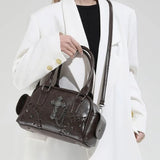  MQTIME  -  Vintage Fashion Cool Punk PU Leather Cross Large-capacity Storage Bag Unisex Bag Crossbody Bags Handbag Womens Bag Purses