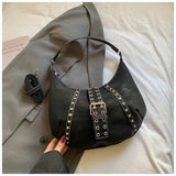 MQTIME  -  American-style PU Fashion Rivets Large-capacity Storage Bag Underarm Bags Shoulder Bag Wallet Storage Bags Woman Bag