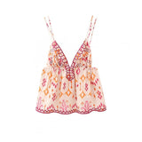 MQTIME  -  Womens Summer Flower Embroidery Tank Sleeveless V Neck Casual Flowy Blouse Fashion Hollow Out Off Shoulder Embroidery Vest