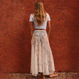 MQTIME  -  Fashionable Women's Wear Street Lace Perspective A-line Large Swing Slimming Style Medium length Skirt