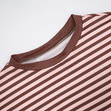 ﻿ MQTIME  -  Striped A-line Mini Casual Dress Women Fashion O Neck Long Sleeve Loose Streetwear Holiday Outfits 2025 Autumn Party Clubwear