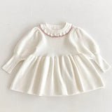  MQTIME  -  New Autumn Kids Princess Dress European American Style Baby Girls Knitting Dress Short Sleeved Solid Color Knitted Clothes