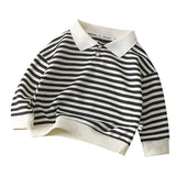 MQTIME  -  Autumn Spring Polo Shirt For 1-10Y Boys Striped Turndown Collar Kid Boys Bottoming Shirt Casual Threaded Cuffs Infant Girls Tops