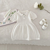 MQTIME  -  Summer Newborn Infant Baby Girls Hollow Out Knit Thin Muslin Dresses Ventilate Skirt Kids Onepiece Fashion Baby Clothing