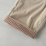 MQTIME  -  New autumn baby clothing for 0-3 years old, plaid stitching straight trousers, apricot corduroy trousers