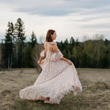 MQTIME  -  Maternity Photography Dress Ethereal Floral Chiffon Dresses Feminine Portrait Photo Shoot  Clothing Boho Pregnant D