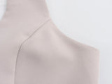  MQTIME  -  Women Fashion Solid Vest Pant Suit Single Breasted Halter Cropped Vests Top High Waist Patchwork Trouser Office Lady Sets