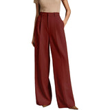 MQTIME  -  Elegant High Waist Wide Leg Women's Casual Spring Summer Loose Business West Pants Female Fashionable Commute Polyester