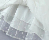 MQTIME  -  Vacation Mesh Lace Skirt Long Hollow Summer Tie Waist New Design White
