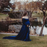  MQTIME  -  Pleuche Long Maternity Photography Props Pregnancy Dress Sexy Shoulderless Maxi Gown Clothes For Pregnant Women Photo Shoot