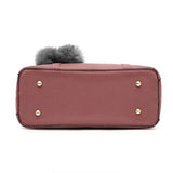 MQTIME  -  Women Fashion Hairball Shopper Totes Solid Color PU Leather Large Capacity Handbag Ladies Luxury Designer Crossbody Shoulder Bag