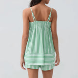 MQTIME  -  Women Y2k Aesthetic 2 Piece Outfits Sets Sexy Sleeveless Loose Cami Tops Wide Leg Shorts Loungewear Striped Summer Shorts Sets