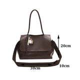 MQTIME  -  Crocodile Pattern Women Shoulder Messenger Bag Large Capacity Retro Flap Tote For Female Casual Pu Leather Commute Handbag