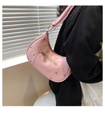 MQTIME  -  Y2k Grunge Rivet Hobos Bags Women 2023 Hot Girls Soft Chic Casual Crossbody Bags Female Vintage Harajuku Pink Handbags