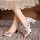 MQTIME  -  Sweet Style Women's Mary Jane Shoes Exquisite Rhinestone High Heels for Woman Fashion Casual Shoes Designer Shoes Zapatos Mujer