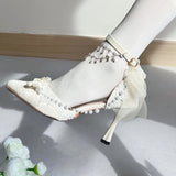 MQTIME  -  Elegant Women's Shoes Lolita Wedding Bridal Heels White Bow Butterfly Heels Y2K Heels Comfortable Mary Jane Shoe Summer
