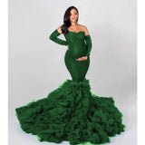 MQTIME  -  Mermaid Maternity Robes for Photo Shoot Off Shoulder Sweetheart Foto Gowns Sexy Spandex Baby Shower Dresses