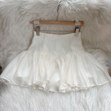 MQTIME  -  early spring elegant, sweet, high waisted, slimming, irregular luster, fluffy ballet skirt pants new color