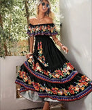 MQTIME  -  Boho Dress Women's One Shoulder Dress with Sexy and Fashionable Printed Long Style, Large Display, Summer New