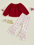 MQTIME  -  Girls Christmas Outfits Long Sleeve Tops and Snowflake Print Leggings Set 2 Piece Clothes for Toddler Girls