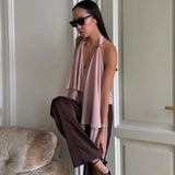 MQTIME  -  Sexy Backless Women's Tank Top Necklace V Neck Ruffle Loose Fashion Streetwear Casual Party Y2k Top Women's Vest New