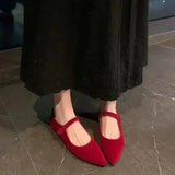 MQTIME  -  Retro Women's Mary Jane Shoe Fashion Pointed Tip Casual Shoes for Woman New French Style Flat Shoes Designer Shoes Zapatos Mujer