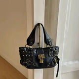 MQTIME  -  Retro Metal Rivet Buckle Lock Y2K Fashion Handbag Wallet Phone Storage Bag Crossbody Bags Shoulder Bag Purse Woman Bags