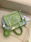 MQTIME  -  Green Casual Crossbody Bags Women Harajuku Aesthetic Zipper Chic Canvas Hand Bag Purse Female Vintage Messenger Bag Y2k