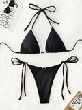 MQTIME  -  New Summer Swimwear Bikinis Sexy Laced Up Thong Bikini 2 Piece Set Women Split Swimsuit Beach Vacation Bikinis Set