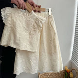 MQTIME  -  New Summer Baby Girl Clothes Suit Short Sleeved Cotton Flower Printed T-shirt+Skirt 3-7Yrs Children Clothing Set