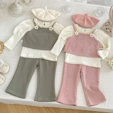 MQTIME  -  New Autumn Infant Baby Girls Sports Clothes Suit Sleeveless Vest+Pants Long Sleeved T-shirt 0-5Yrs Children Clothes Set