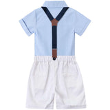 MQTIME  -  Baby Boy Clothing Set Kids Formal Wedding Clothes Outfit Short Sleeve Shirt+Suspender Shorts 2PCS