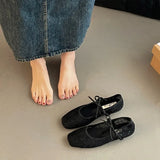 MQTIME  -  Summer New Square Head Bow Elegant Single Shoes Women Breathable Increase Mesh Mary Jane Shoes
