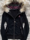  MQTIME  -  Vintage Y2k Gothic Hoodie Women Winter Aesthetic Letter Fur Collar Zipper Sweatshirt 2000s Streetwear Fashion Slim Jacket New