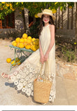 MQTIME  -  Women Summer Fashion Embroidery Flower Hollow Out Loose Fit Casual Bohemian Dress Sleeveless Sundresses Streetwear